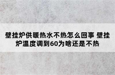 壁挂炉供暖热水不热怎么回事 壁挂炉温度调到60为啥还是不热